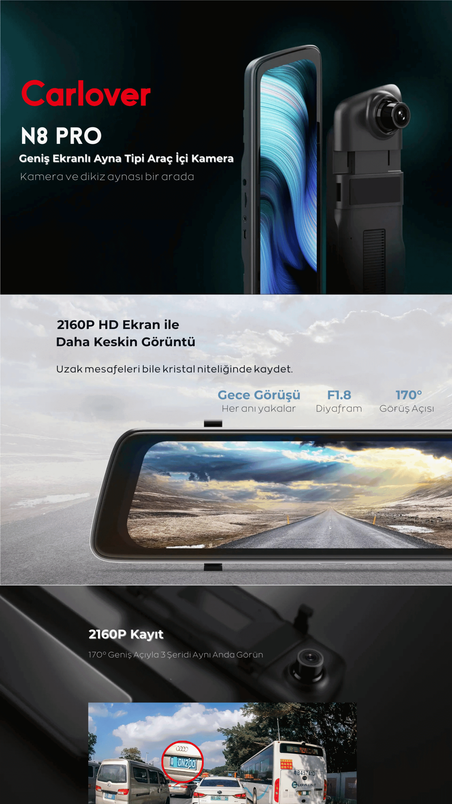 Carlover N8 Pro Araç Kamerası OnePage 1
