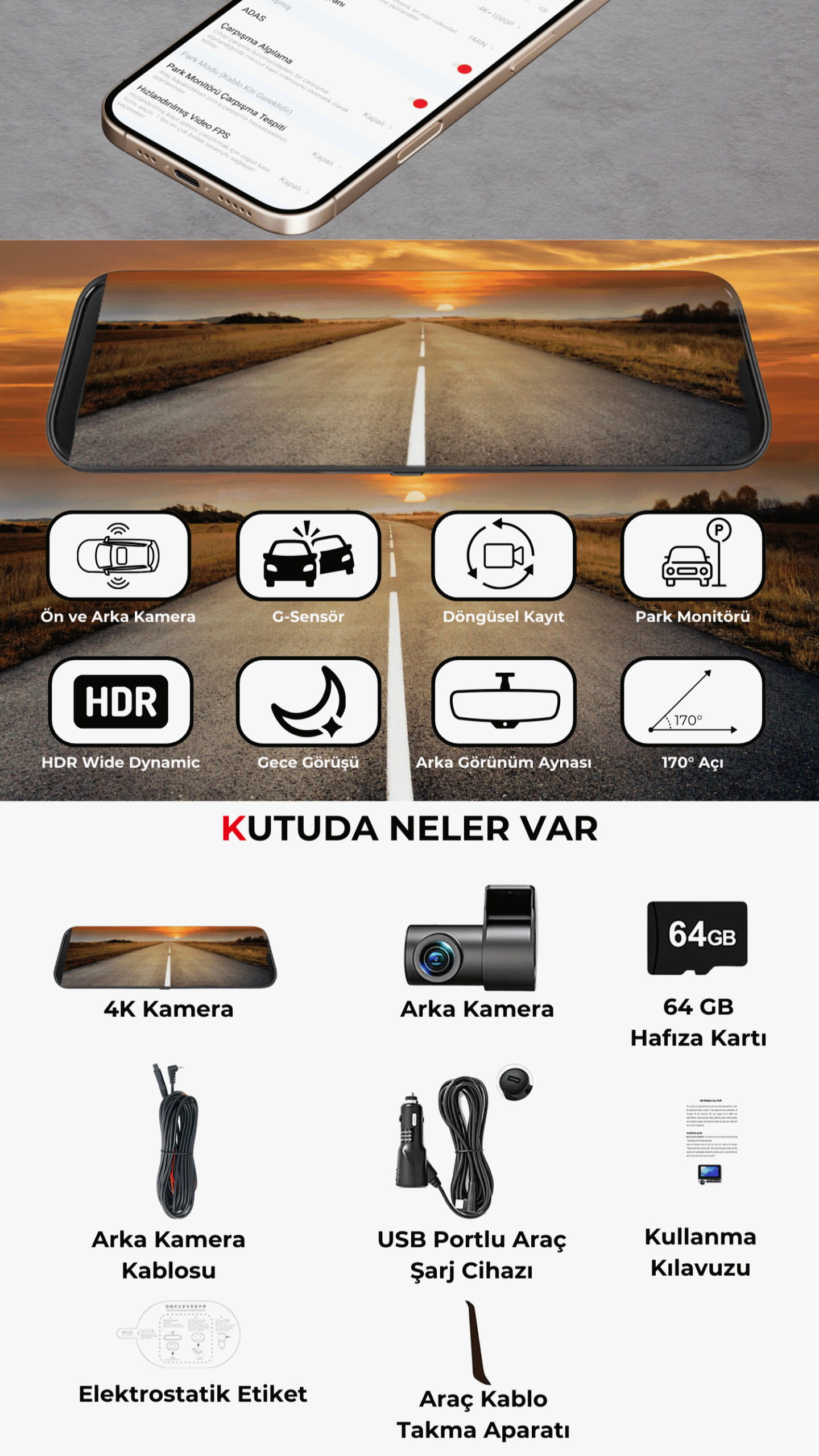 Carlover N8 Pro Araç Kamerası OnePage 3